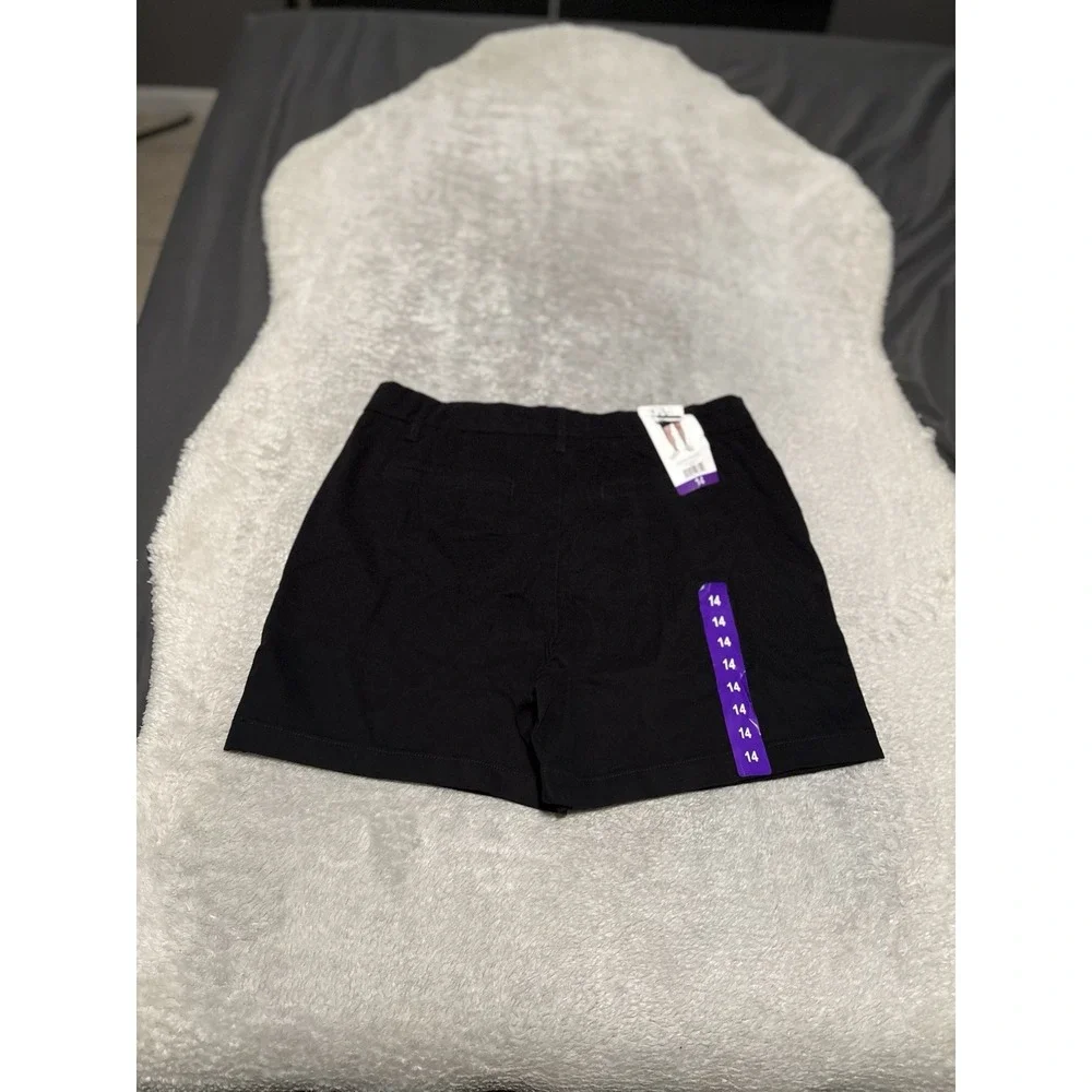 New Gloria Vanderbilt Women's Black Shorts Size 14 Mid Rise Stretch Twill‎ 5